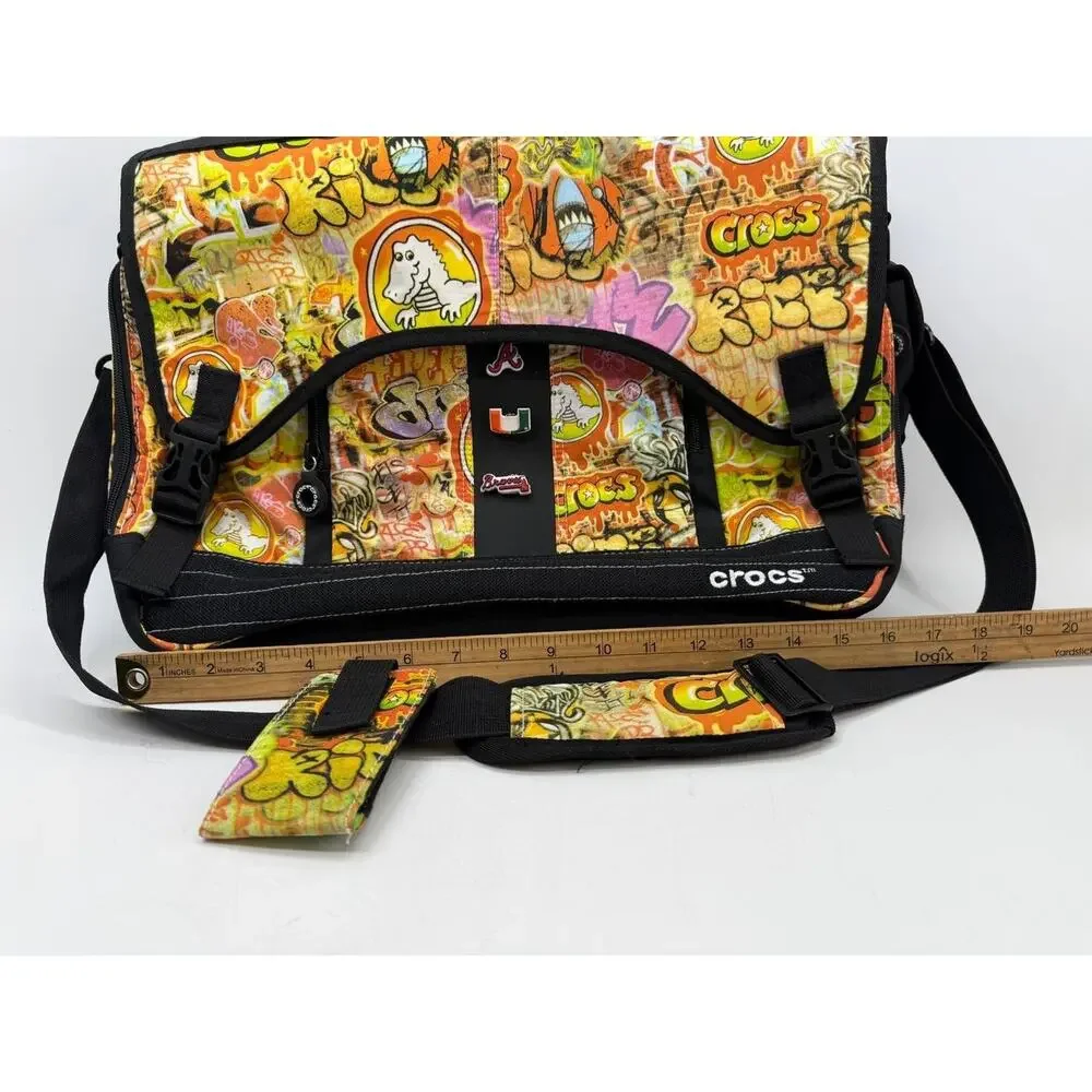 Crocs Graffiti Messenger Laptop Bag Shoulder Bag Jibbitz Black Multicolor